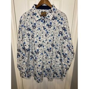 Johnny Bigg STRETCH PRINT SHIRT Men's 2XL Blue Floral‎ Long Sleeve NWT